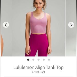 Lululemon Align Tank Top in Velvet Rose size 8